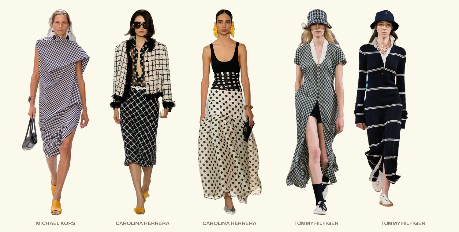 Blanco y negro gráfico — Carolina Herrera, Michael Kors, Tommy Hilfiger